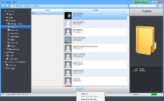 Showing the contacts panel in iExplorer
